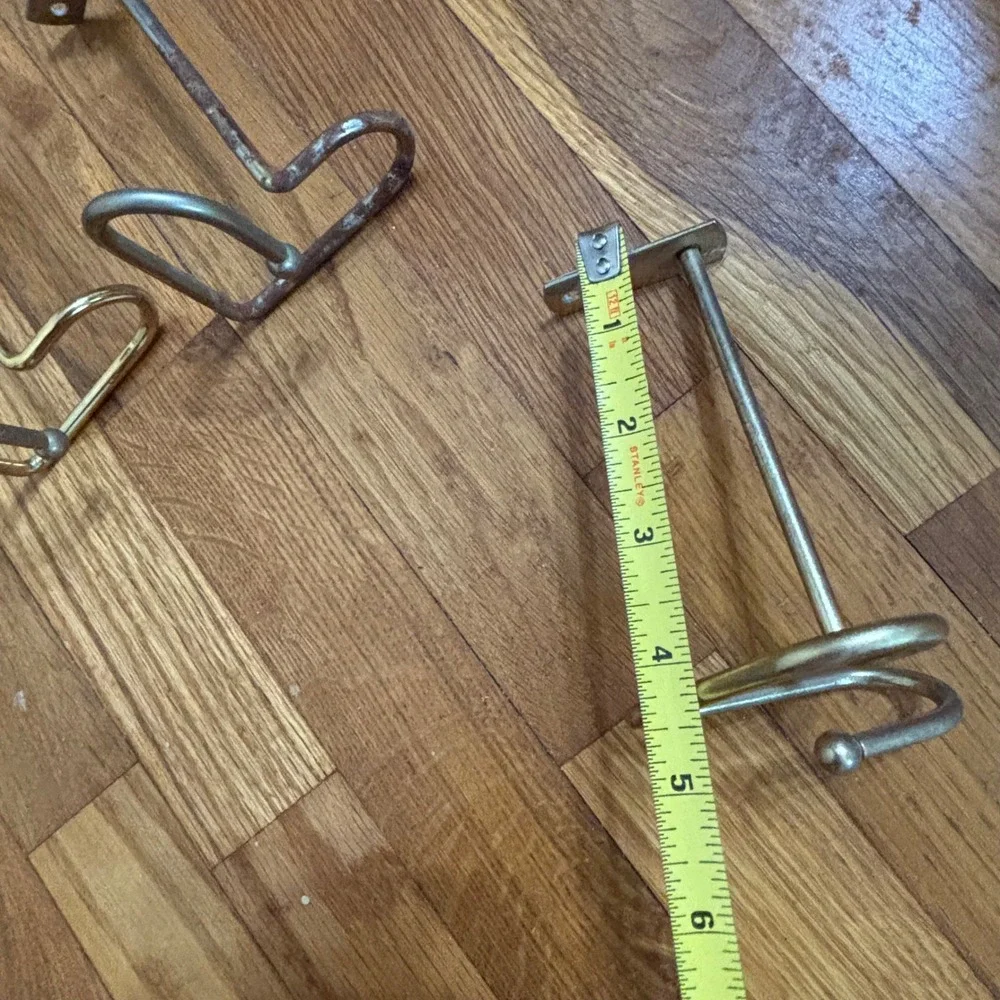 Vintage Brass Heart Curtain Tieback Hooks Set of 3 Wall Mount Drapery Holders